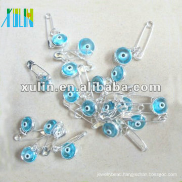 wholesale transparent light blue turkey eye glass beads paper clip